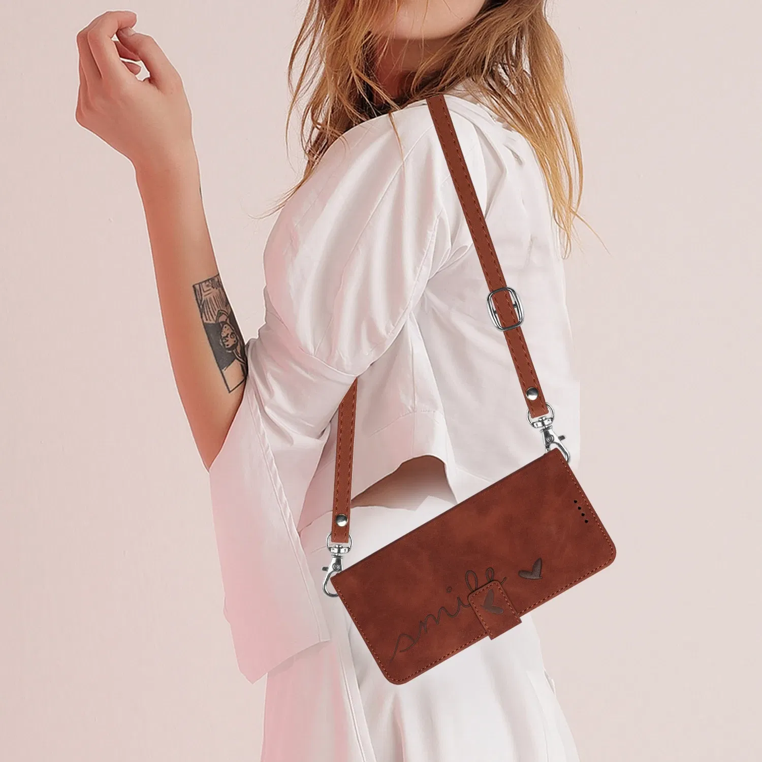 Color: Trans-dark Pink, Ships From: CHINA, Material: CANVAS - Love Heart Strap Leather Crossbody Phone Wallet Case Book Stand For Google Pixel 8 7 Pro 8A 7A 6A Girls Cute Shoulder Cover