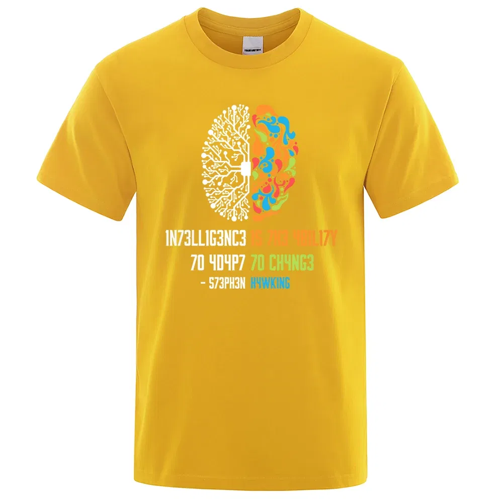 Color: Lavender, Size: M - Intelligence Is The Ability To Adapt To Change Tops Men Women Shirt Loose Clothing Loose Cotton Oversize Tshirt Hip Hop Tops