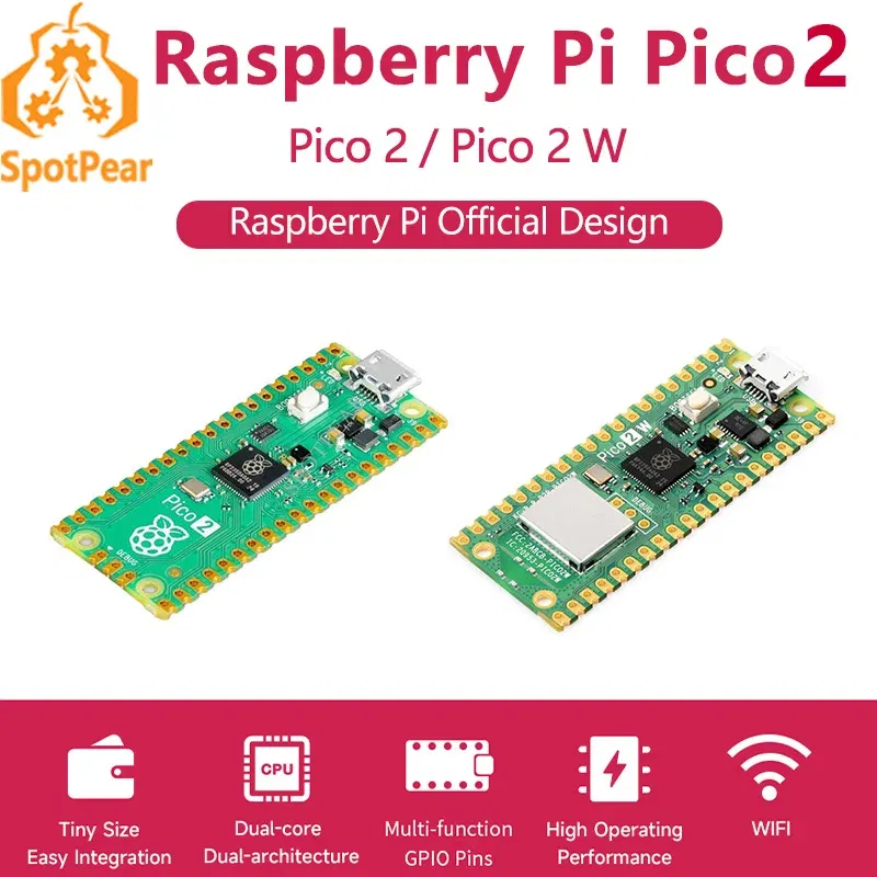 Color: WHITE - Raspberry Pi Pico 2 RP2350 Pico2 Optional Pico2W 2 W ARM Cortex-M33 And RISC-V Hazard3 520KByte 4MByte QSPI Flash