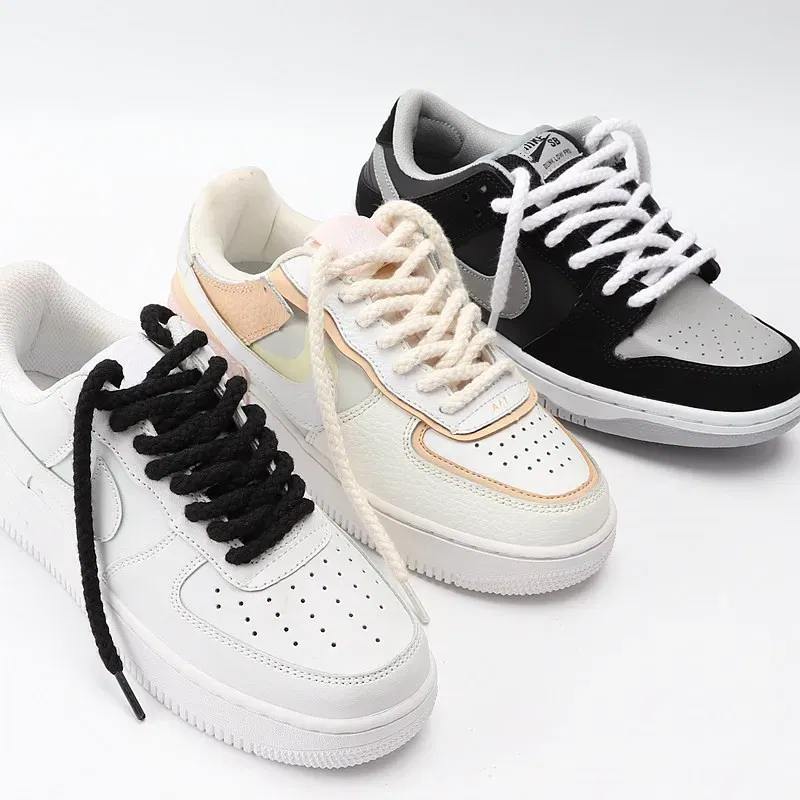 Color: GRAY, Length: 180 cm, Ships From: CHINA - 1Pair Linen Cotton Sneakers Laces for Shoes 8mm Bold Round Shoelaces Quality AF1 Shoe laces 100/120/140/160/180CM Shoestrings