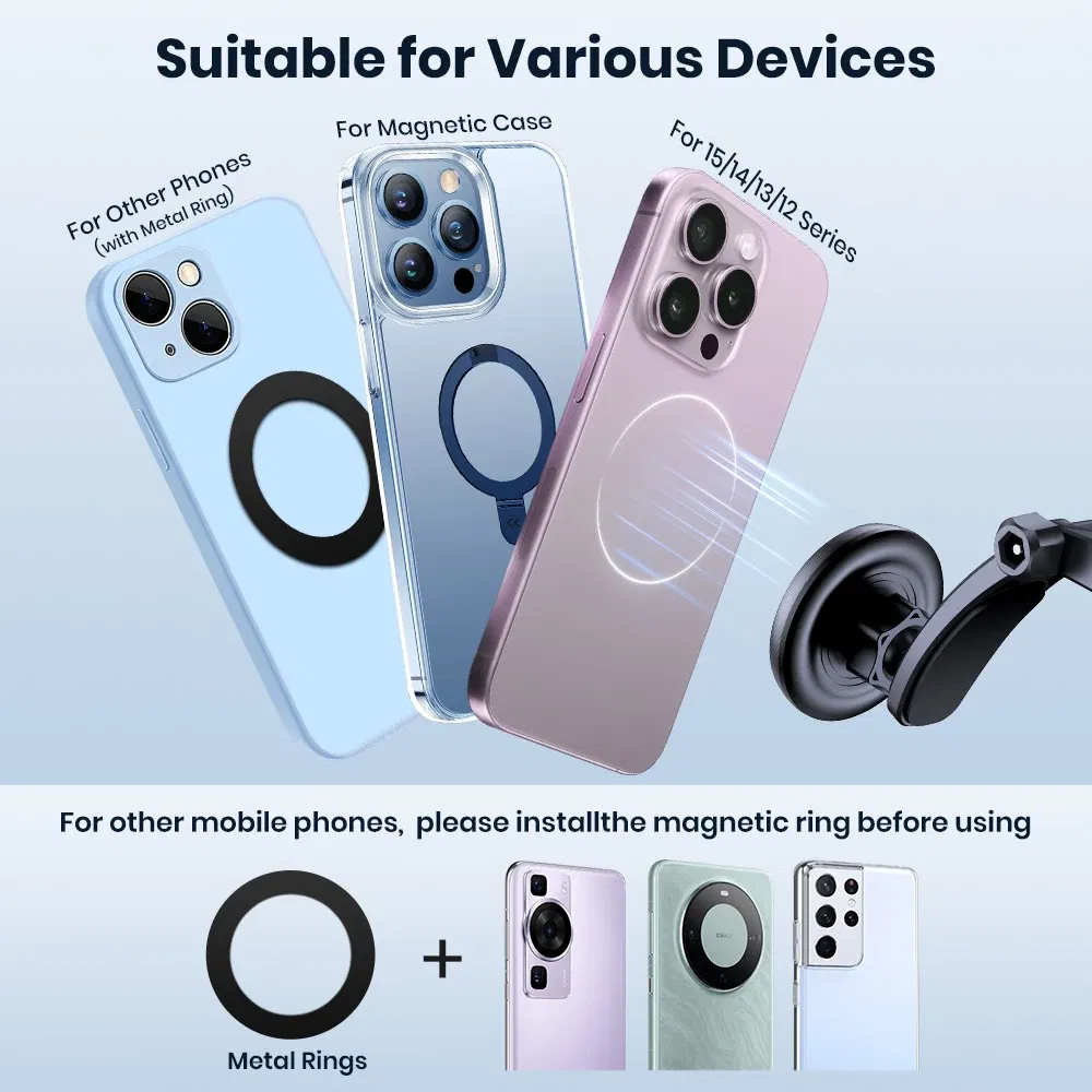 TOPK Mag-safe Magnetic Car Phone Holder Mount,Adjustable horizontally &vertically Single-Hand Operation for iPhone 15 14 13 Plus