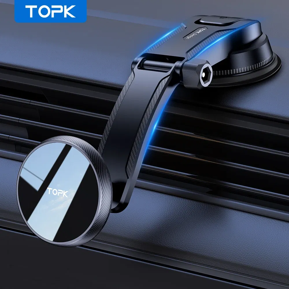 TOPK Mag-safe Magnetic Car Phone Holder Mount,Adjustable horizontally &vertically Single-Hand Operation for iPhone 15 14 13 Plus