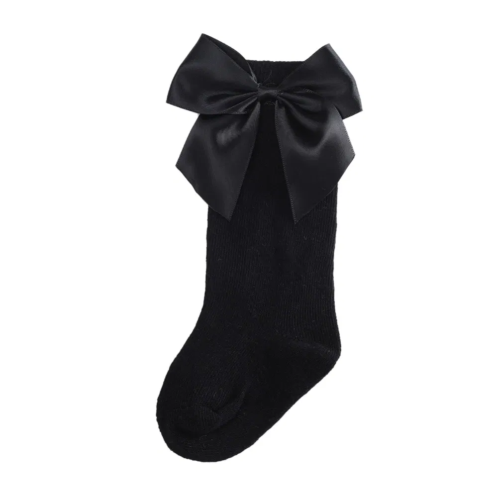 Color: black, Kid Size: 3M, Ships From: CHINA - Jlong Toddler Cotton Solid Color Crew Socks Baby Girls Bow Tie Socks Kids Girls Cute Princess Socks 0-3 Years