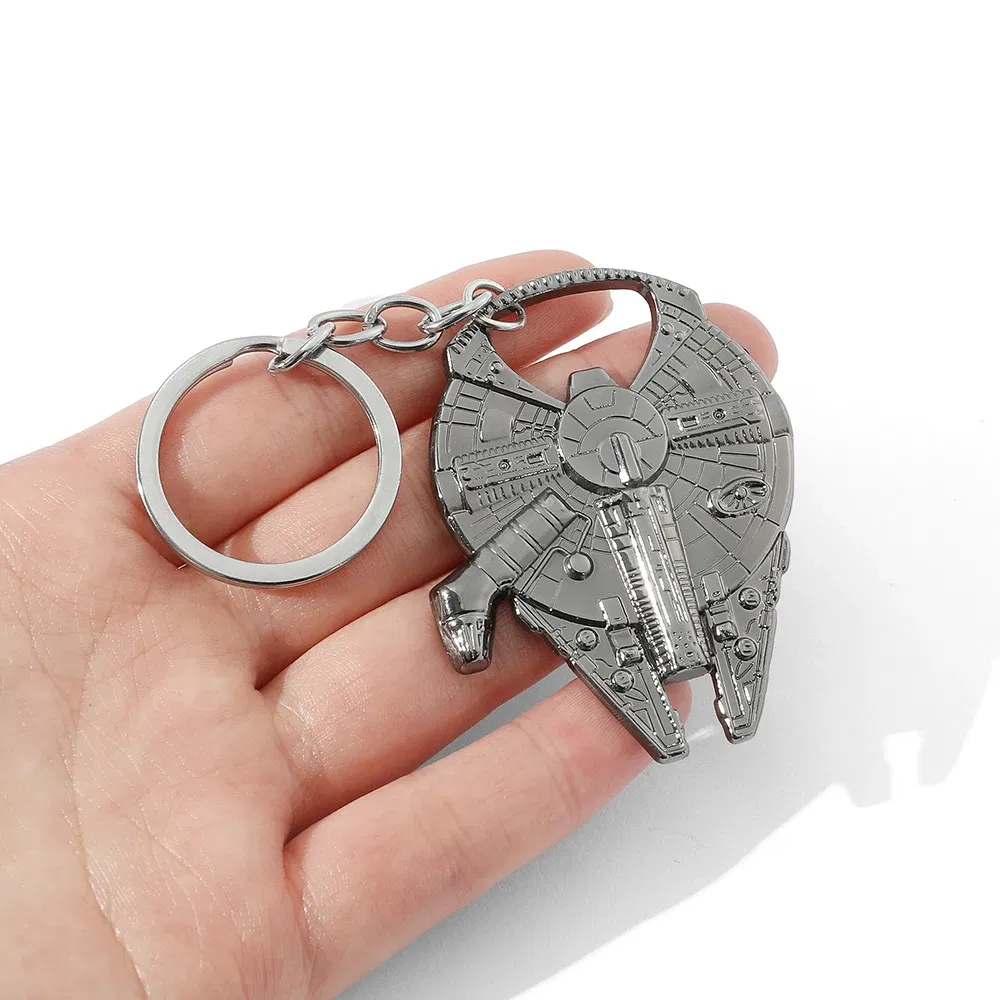 Color: GRAY, Ships From: CHINA - Disney Star Wars Keychain Spaceship Darth Vader Robot BB 8 Metal Pendant KeyRings Beer Bottle Opener Movie Jewelry for Men Gifts