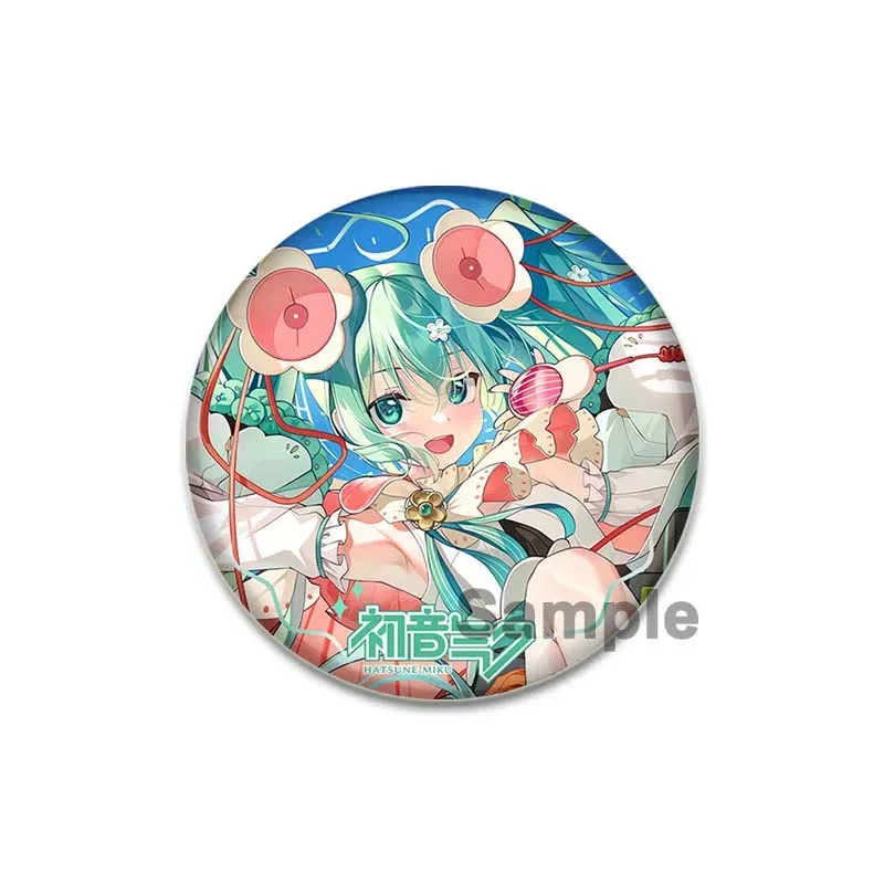 Color: Gold, Size: L - 58/44/32mm Miku Anime Round Pins Cartoon Badges Cosplay Handmade Tinplate Brooch on Backpack Clothes Chest Ornament Gifts