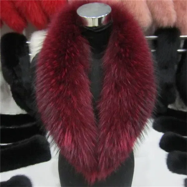 Color: Blue, Size: XXXL - Real Raccoon Fur Scarves Woman 100% Pure Natural Raccoon Fur Collar Warm Winter Scarves Red Fox Fur Collar L#1