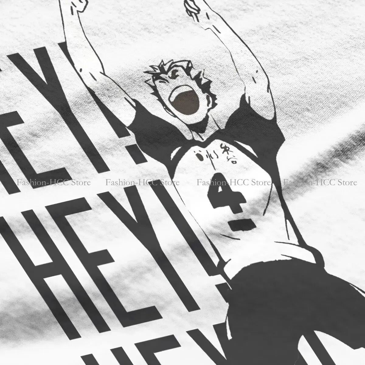 Color: black, Size: M - Haikyuu Cartoon Anime Polyester TShirts Bokuto Kotaro Hey Hey Hey Print Men's T Shirt New Trend Clothing