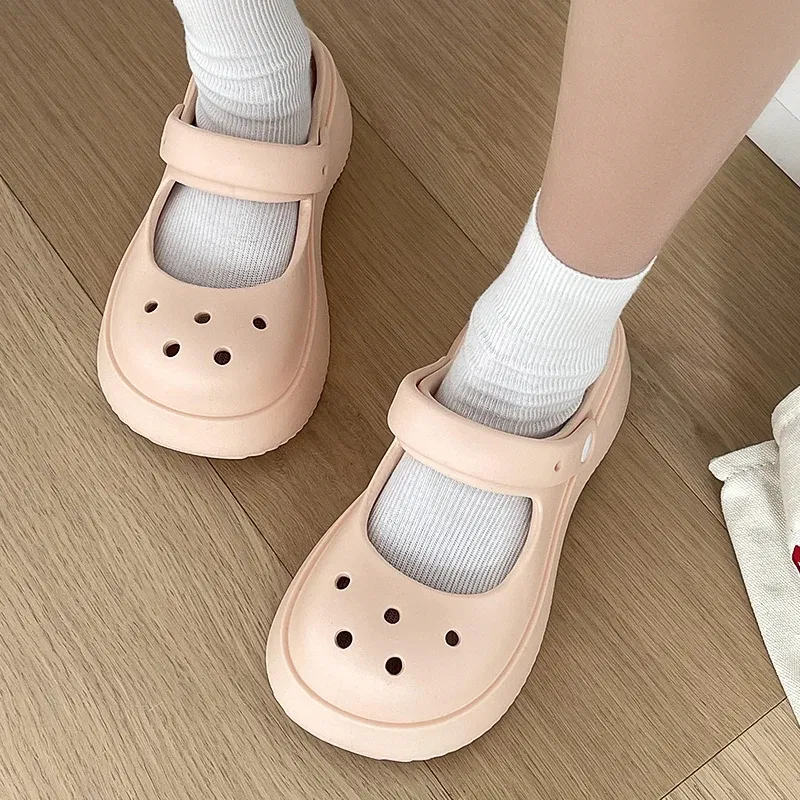 Color: PURPLE, Shoe Size: 39 - Summer Women Slippers Fashion Thick Bottom Hole Shoes EVA Slippers Anti Slip Baotou Slippers Outdoor Beach Sandals Slippers