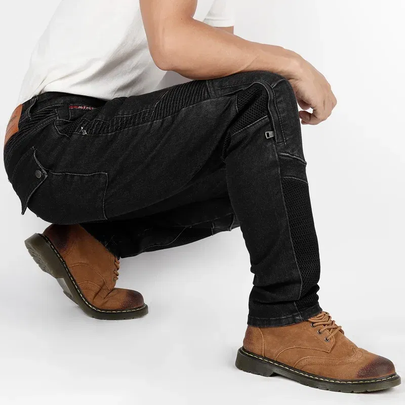 Color: Beige, Size: XXL - Hithotwin Aramid protection motorcycle jeans Moto pants leisure riding trousers motocross Aramid riding pants Hi-032