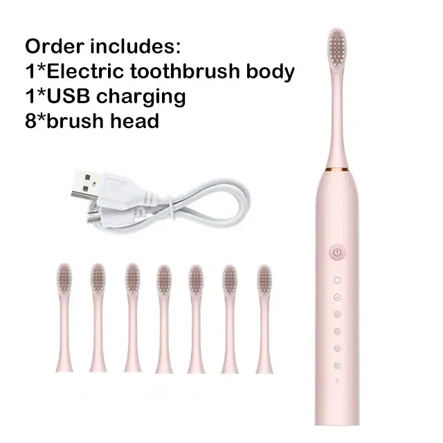 Color: green - Sonic Electric Toothbrush Adult Smart Timing Tooth Brush Teeth Clean Whitening Fast USB Rechargeable Toothbrush Replacement Head