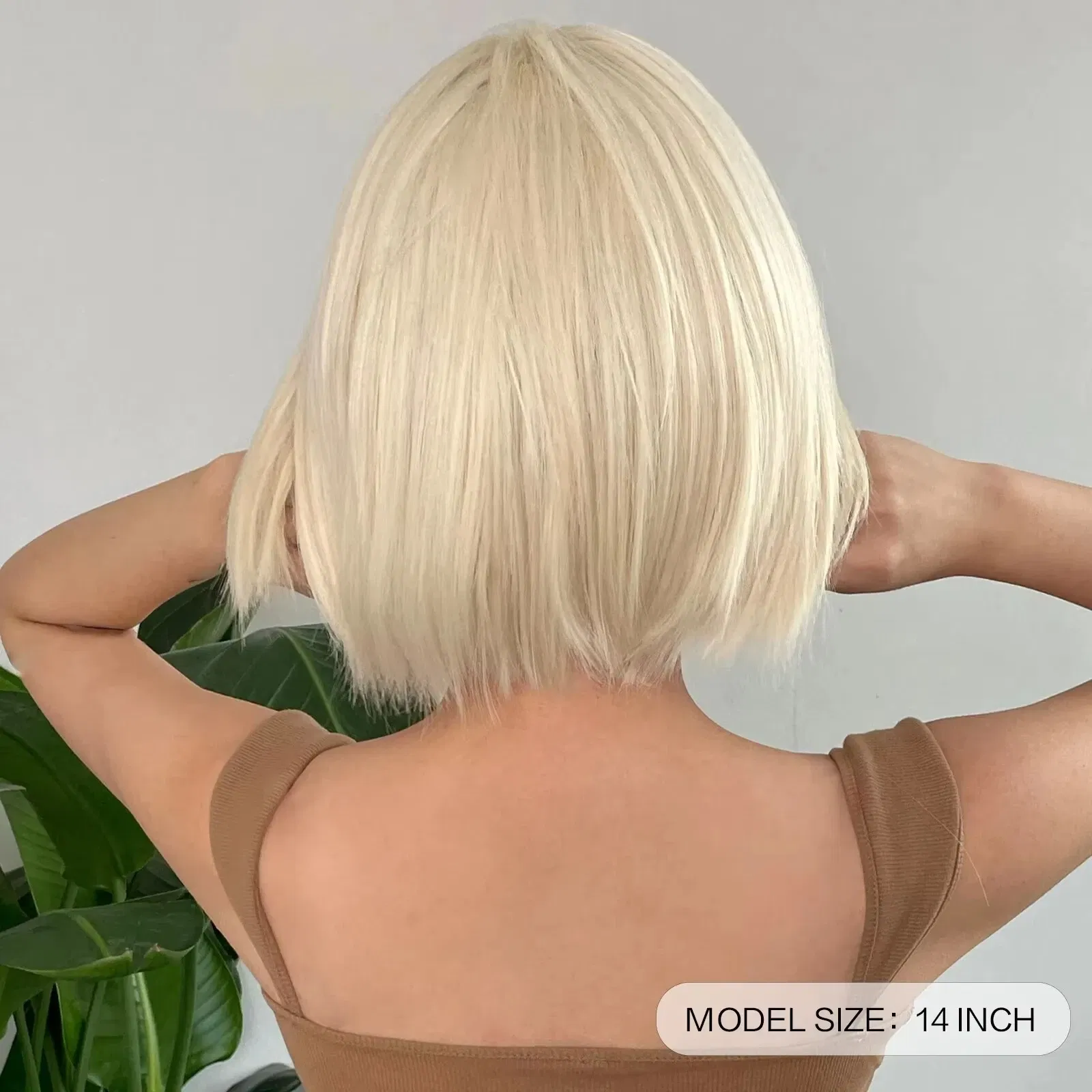Color: #10 - Short Straight Bob Light blonde synthetic wig Ladies straight bangs Hot silk wig Christmas party Cosplay daily wear wig