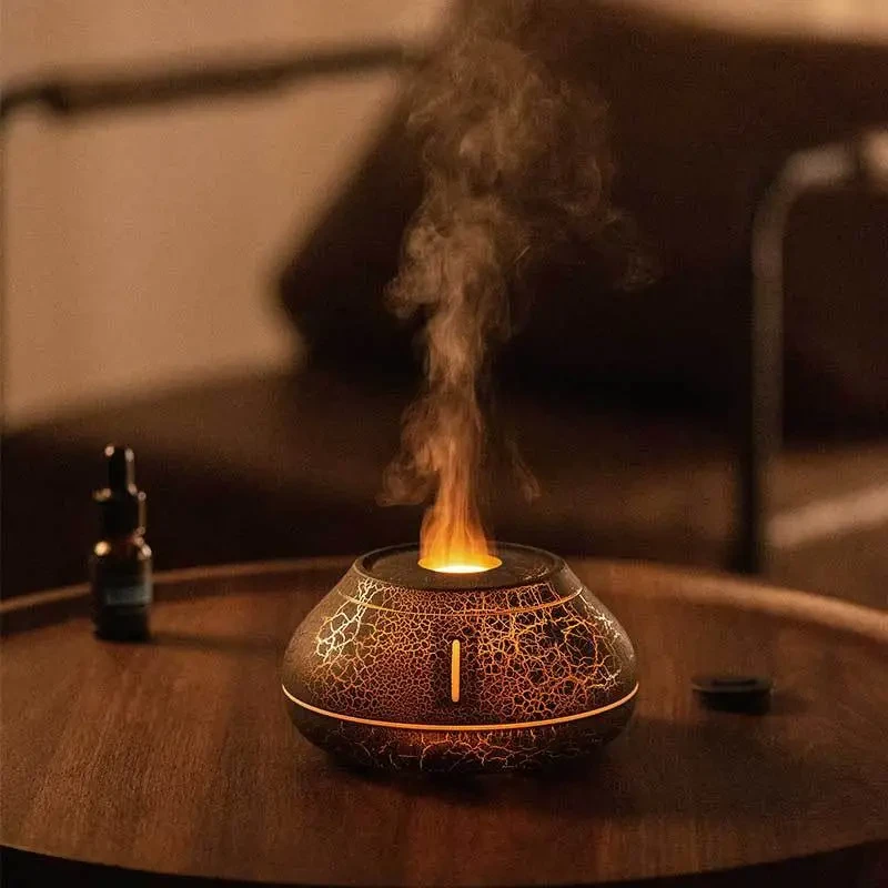 Colorful Simulation Flame Aroma Humidifier For Home Room