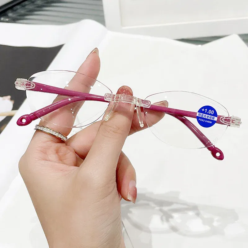 Eye Prescription: +400, Frame Color: WHITE - New Blue Light Blocking Scratch Resistant Bifocal Reading Glasses for Both Men Women Universal Frameless Design Power 0 To +4.0