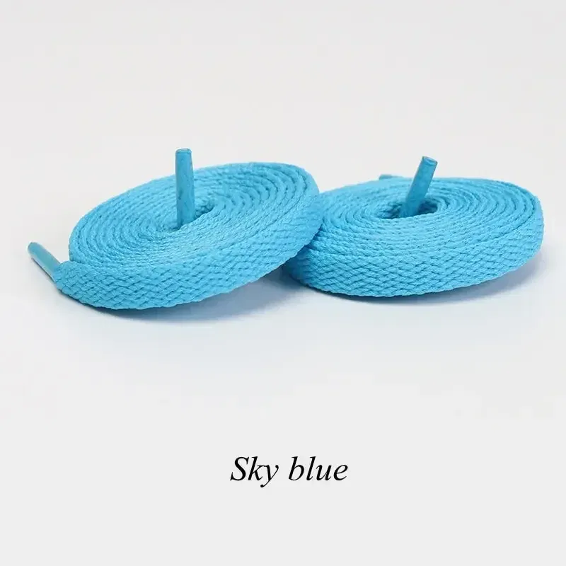Color: SKY BLUE, Ships From: CHINA, Length: 160cm - 1pair Flat Shoelaces Classic Shoe Laces Fit Fashion Solid Sports Shoelace Casual Unisex Shoe Strings Shoe Accessories