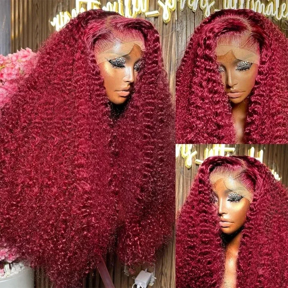 Color: T1B/613, Ships From: CHINA, Stretched Length: 24inches, Density: 210% - Red Curly Wigs 99J Burgundy 13X6 Hd Lace Frontal Human Hair Wig Colored Deep Wave Frontal Wig 13X4 Red Lace Front Human Hair Wig