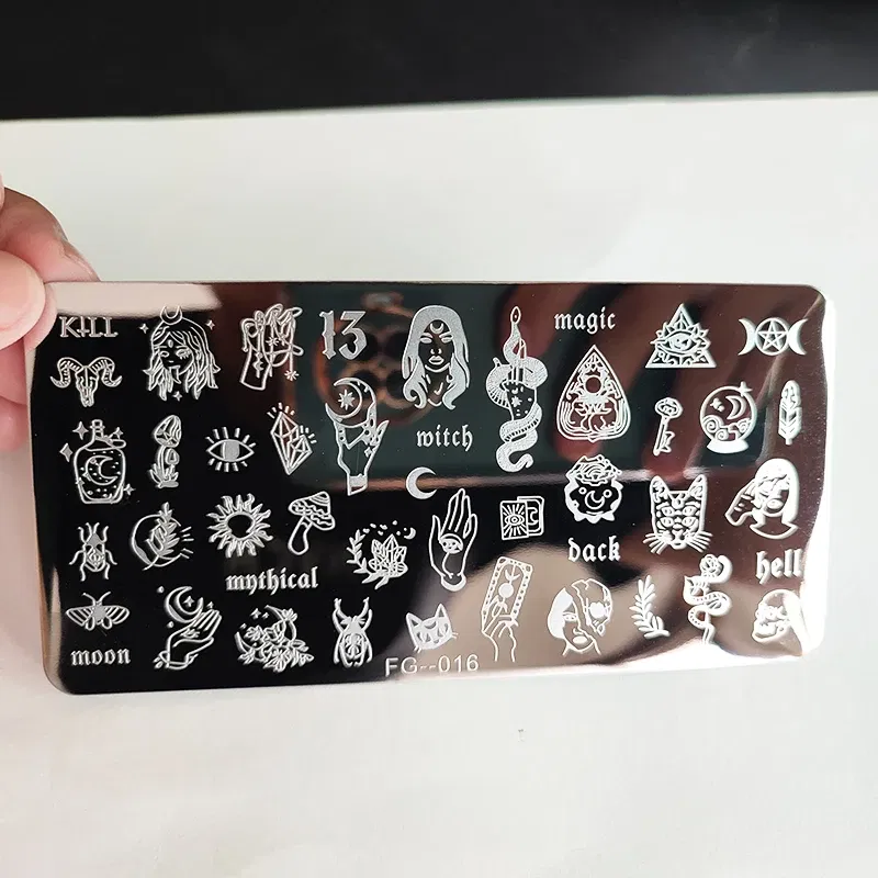 Color: Cobalt blue - Cute Cartoon Animal Nail Stamping Plates Cartoon Cat Mermaid Girl Gragon Brand Image Stainless Steel Stencil Nail Art Template