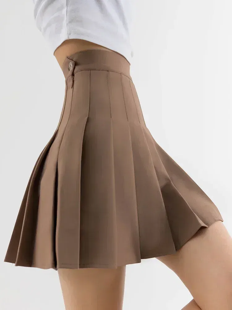 Color: Pink, Size: S - High Waist Pleated Skirt Slim A-Line Mini Harajuku Punk Sexy Female Summer Gothic Clothes Korean Fashion Clothing