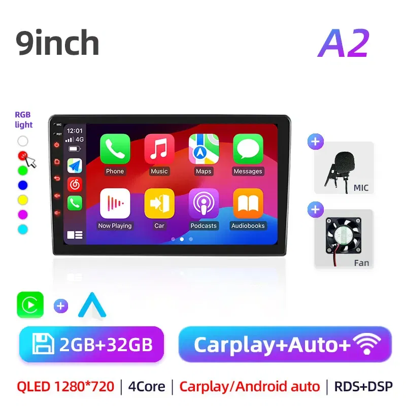 Color: GRAY, Ships From: CHINA - Car radio with GPS Multimedia player with Android 12 7/9/10''2 Din Universal Stereo Carplay AUTO for Volkswagen, Nissan, Hyundai