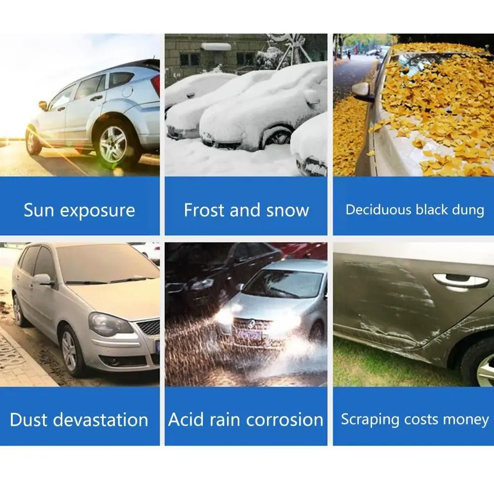 Color Name: GRAY, Ships From: CHINA - Universal Half Car Cover Shade Cover Outdoor Reflection Aluminum Film Waterproof Auto Cover For Sedan Hatchback Suv E2p5