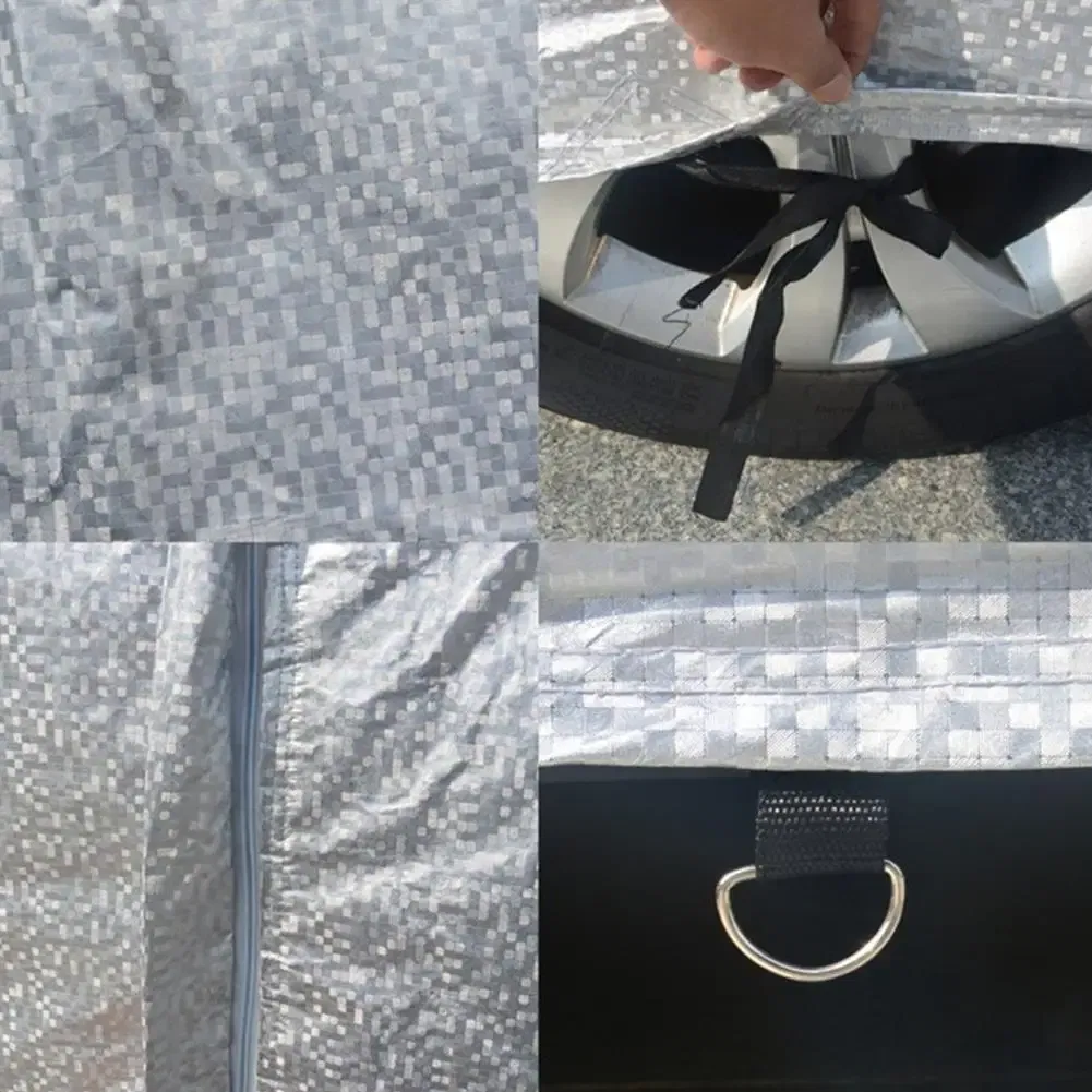 Color Name: GRAY, Ships From: CHINA - Universal Half Car Cover Shade Cover Outdoor Reflection Aluminum Film Waterproof Auto Cover For Sedan Hatchback Suv E2p5