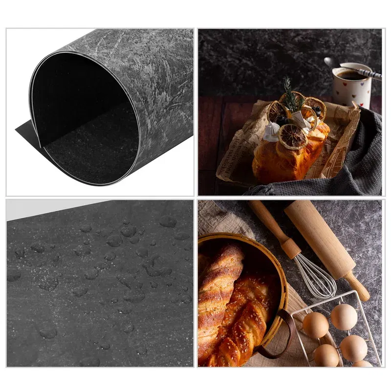 Color: SKY BLUE, Size (mm): 150*200 - 60X90cm Double Sides PVC Background Photography Backdrop Photo Backdrops Paper Waterproof Anti-wrinkle For Food Jewelry