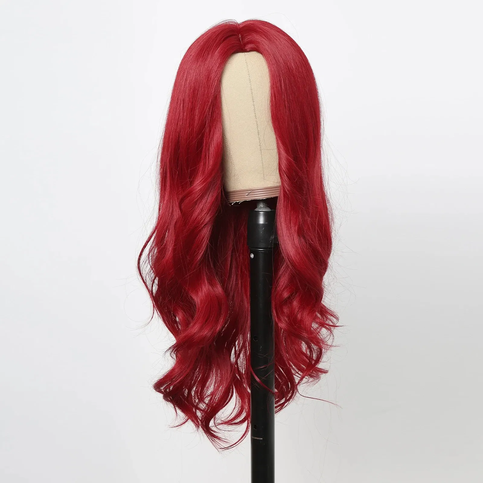 Color: #5 - Red Synthetic Wigs Long Body Wavy Wig Natural Hairline Daily Red Hair Heat Resistant Fiber Smooth Party Cosplay Wig