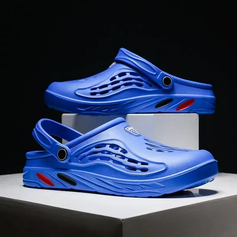 Color: Blue, Shoe Size: 40 - Plus Size 47 48 49 Men Summer Clogs Sandals EVA Slippers Men and Women Garden Shoes Beach Sandals Couple's Outdoor House Slides