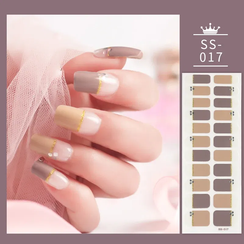 Color: Light grey - 22 Tips Blue and White Shiny Speckles Nail Art Sticker Full Cover Nail Stickers Last Update Nail Wraps Lot Sticker for Nails