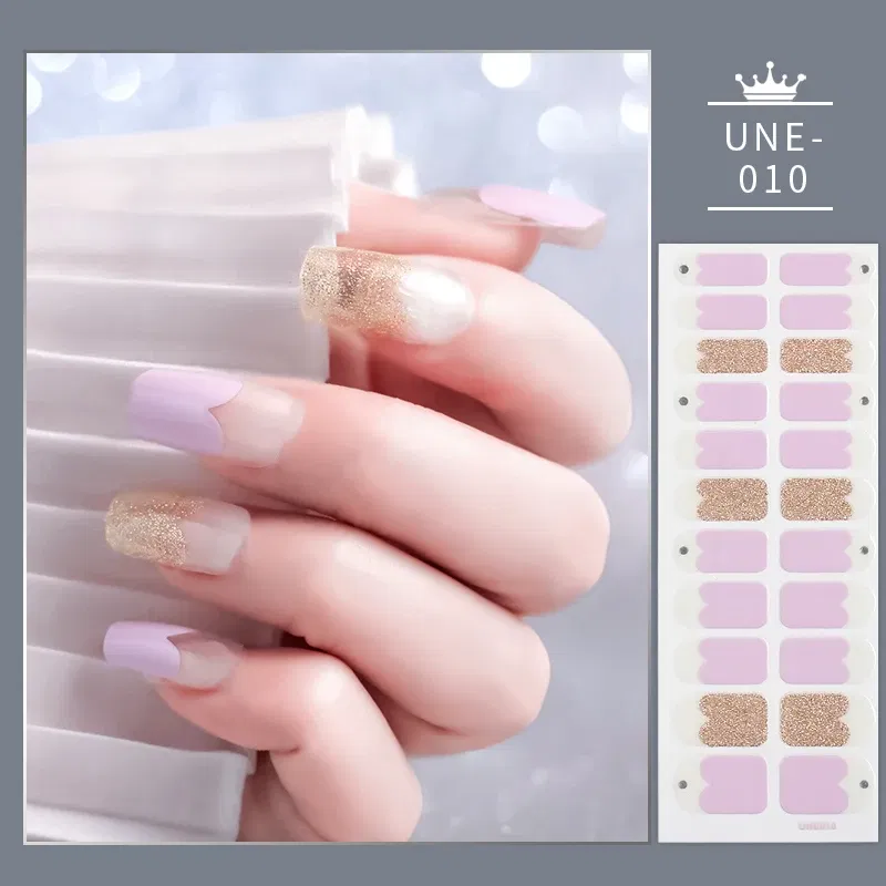 Color: Light Grey - 22 Tips Blue and White Shiny Speckles Nail Art Sticker Full Cover Nail Stickers Last Update Nail Wraps Lot Sticker for Nails