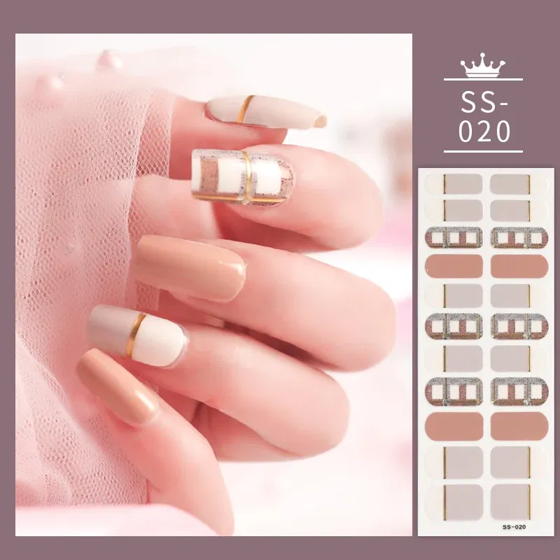 Color: Light grey - 22 Tips Blue and White Shiny Speckles Nail Art Sticker Full Cover Nail Stickers Last Update Nail Wraps Lot Sticker for Nails