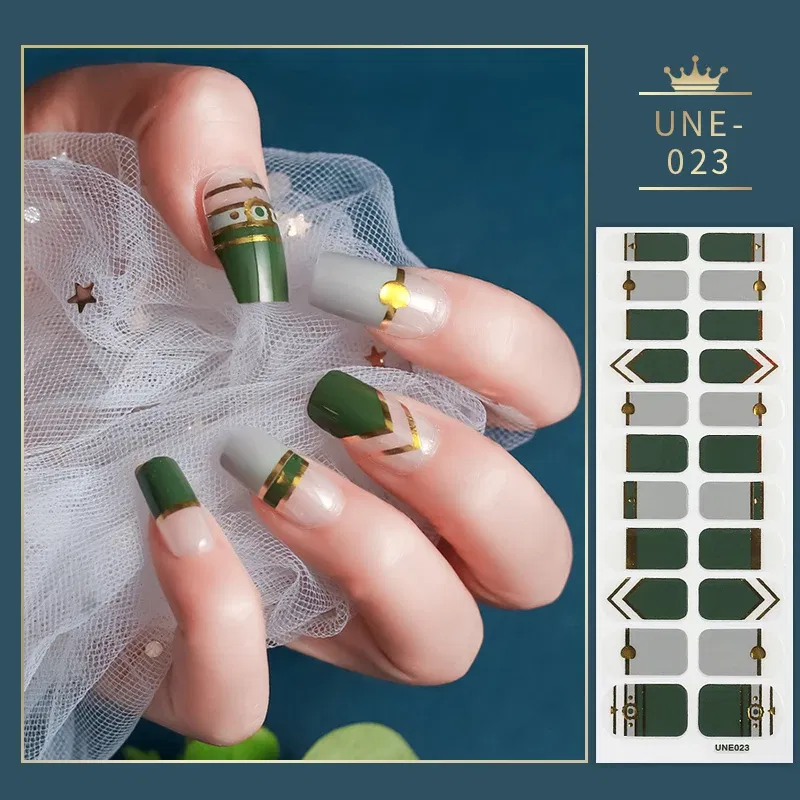 Color: Light grey - 22 Tips Blue and White Shiny Speckles Nail Art Sticker Full Cover Nail Stickers Last Update Nail Wraps Lot Sticker for Nails