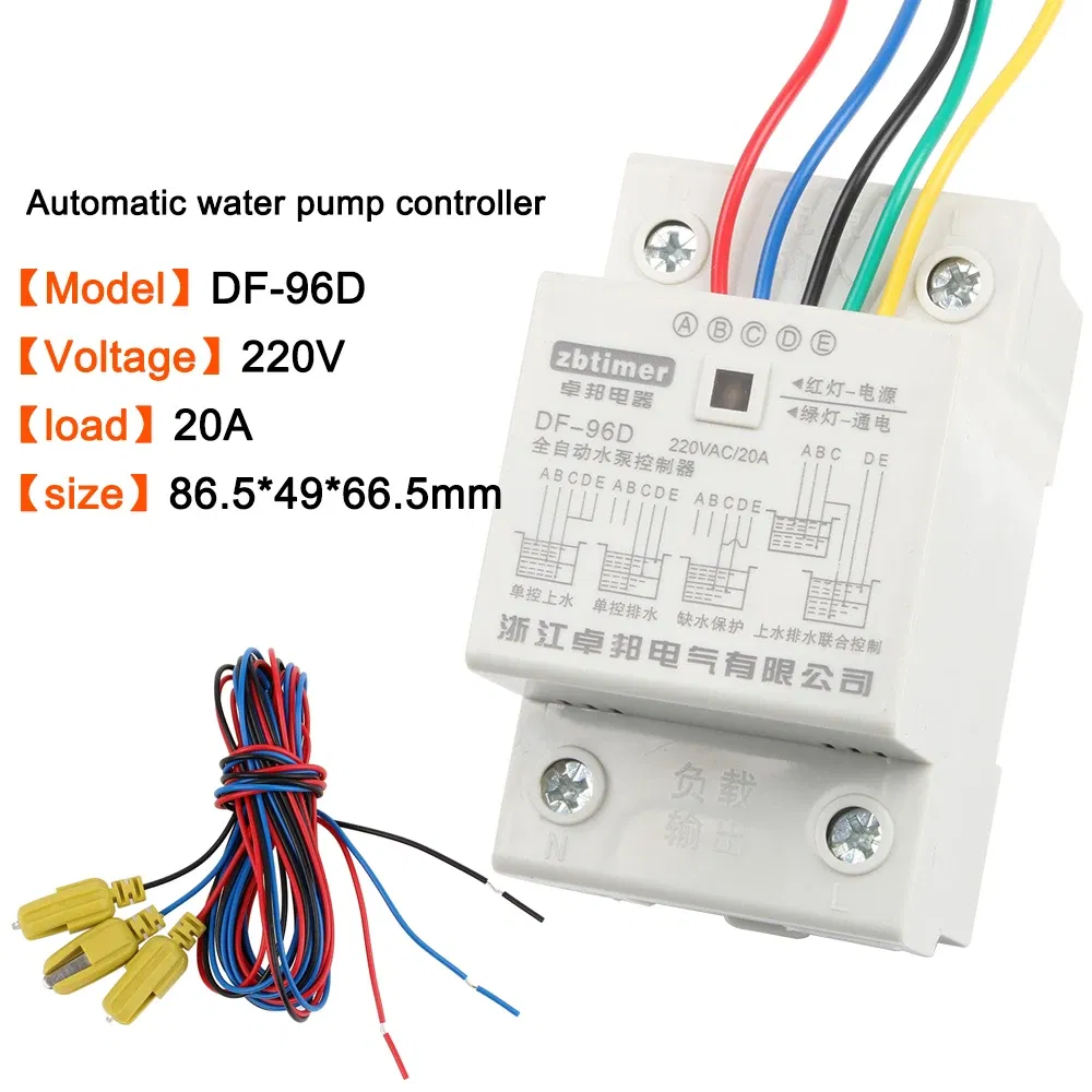 Color: dark green, Ships From: CHINA - DF-96D Automatic Water Level Controller Switch 20A 220V Water tank Liquid Level Detection Sensor Water Pump Controller 2m wires