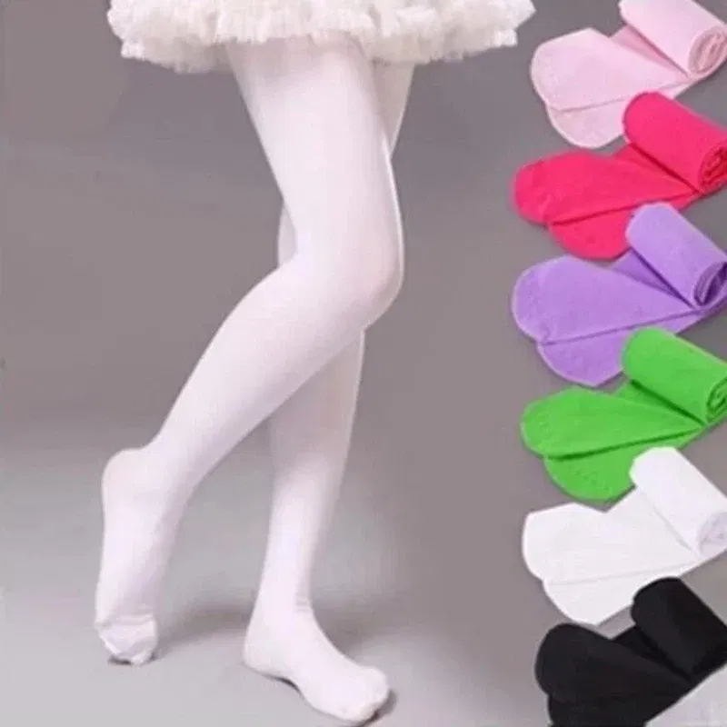 Color: Beige, Size: M - 1/2/4/6/8 Pairs/lot Spring Summer Candy Kids Pantyhose Ballet Dance Tights for Girls Stocking Children Velvet Solid White