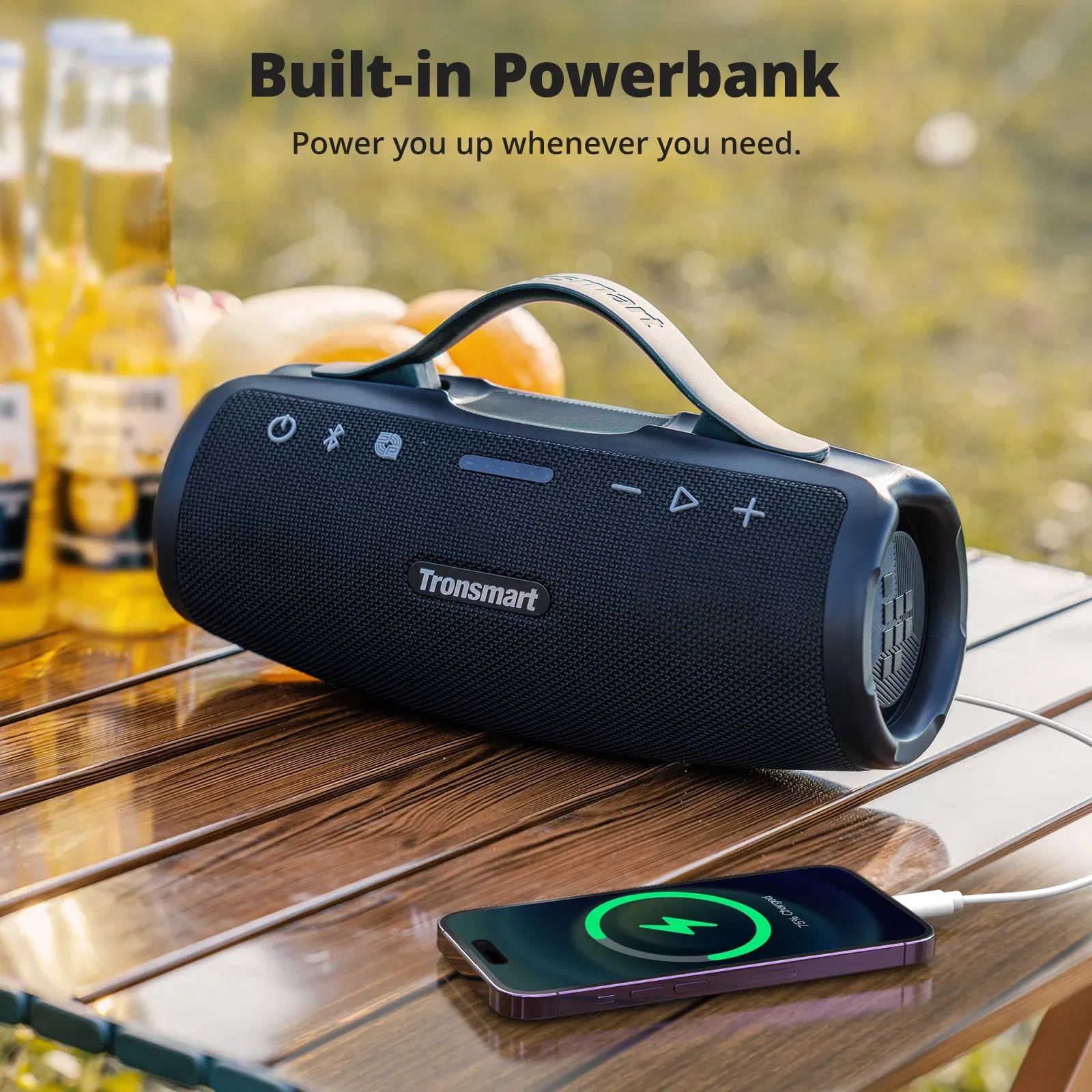 Color: Blue, Ships From: CHINA - New! Tronsmart Mirtune S100 Speaker 50W Bluetooth Speaker with IPX7 Waterproof, APP Control, Built-in Powerbank & Retractable