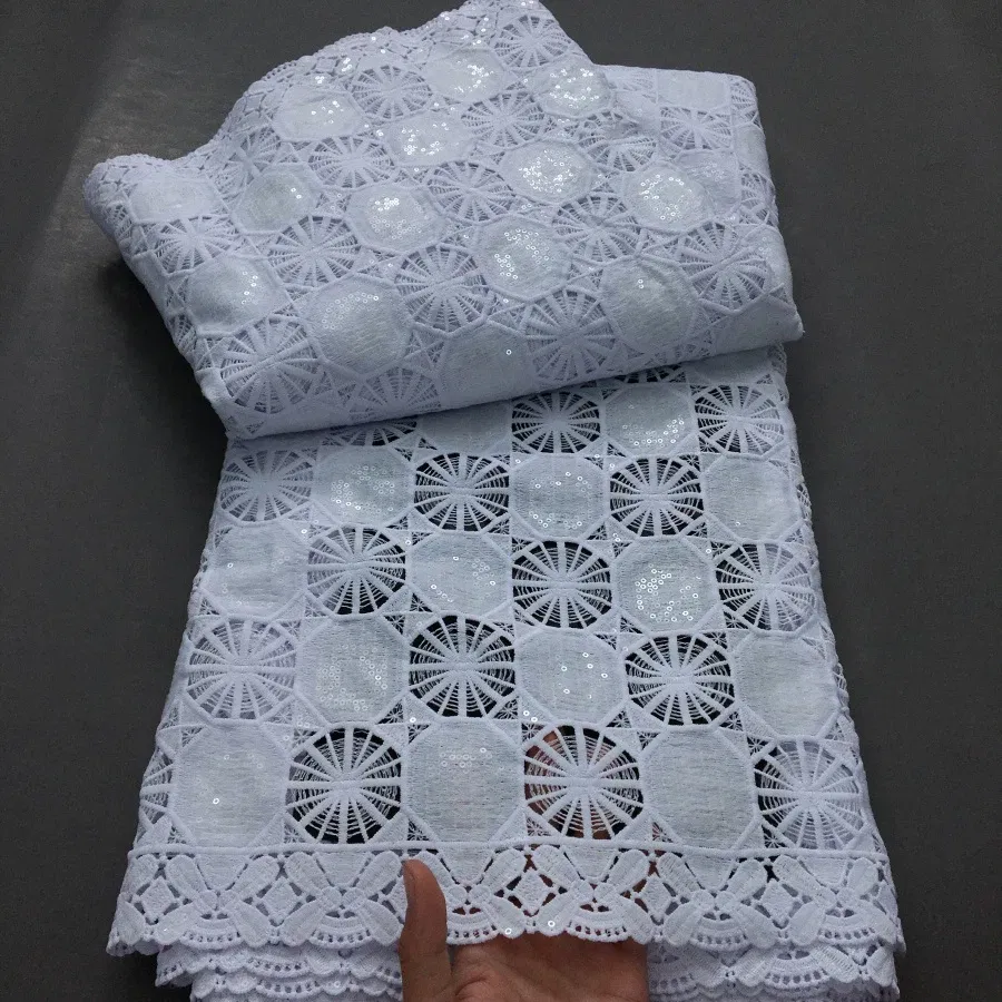 Color: Lilac, Length: 5 yards, Width: 120cm - Nigerian Cord Guipure Lace Fabric High Quality 5 Yard Water Soluble White African Lace Fabric 2025 Elegant Dress for Women A4197
