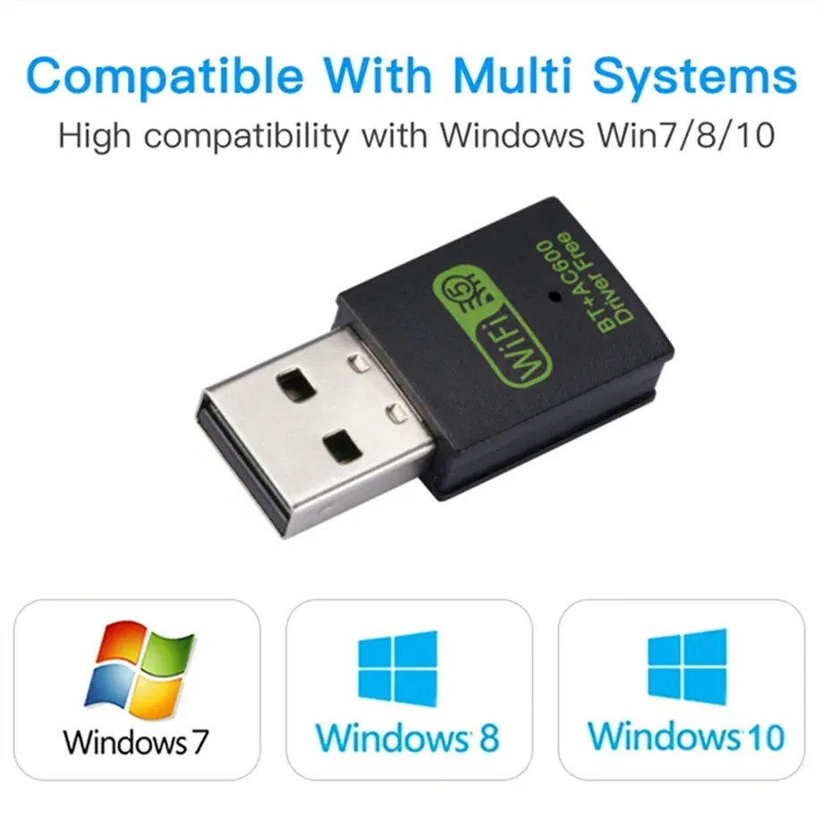 Color: Black, Ships From: CHINA - 600Mbps USB WiFi Bluetooth Adapter Dual Band 2.4Ghz 5.8Ghz Wireless External Receiver Mini WiFi Dongle for PC Laptop Desktop