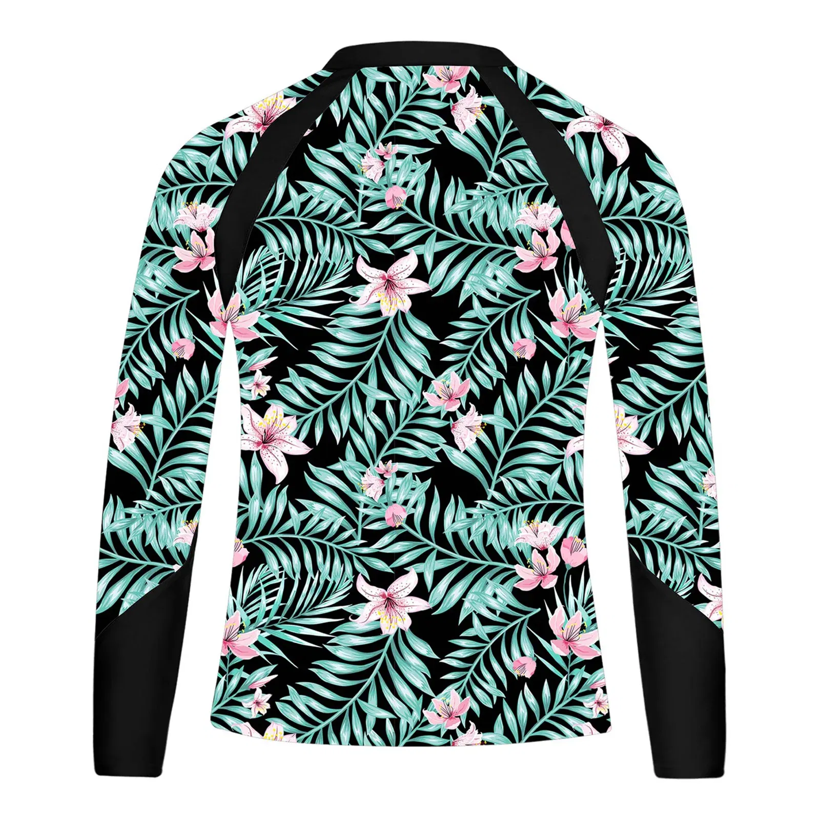 Color: Blue, Kid Size: 24M - Kids Girls Swim Top Floral Printed Rash Guard T Shirt Mock Neck Long Sleeve Pool Party Beachwear UPF 50+ Surfing Bathing Tops