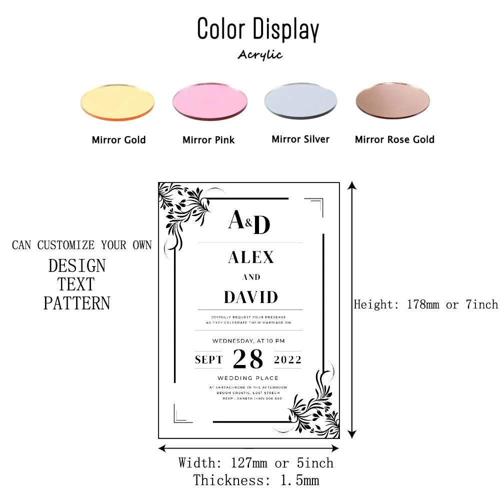 Color: Burgundy, Size: M - Acrylic Wedding Invitation, Personalized Wedding Invitations, Party Invitations and Invitation Quinceanera, Invitation Sweet 16