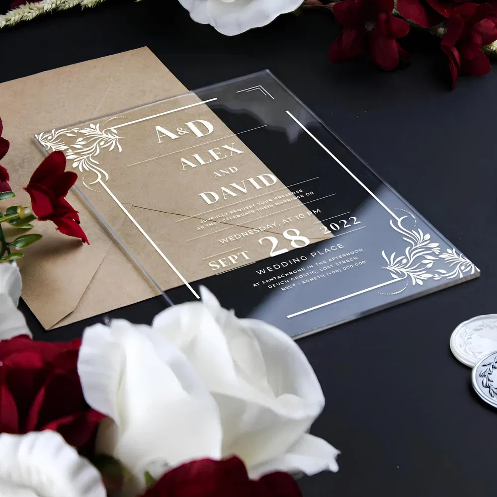 Color: Burgundy, Size: M - Acrylic Wedding Invitation, Personalized Wedding Invitations, Party Invitations and Invitation Quinceanera, Invitation Sweet 16