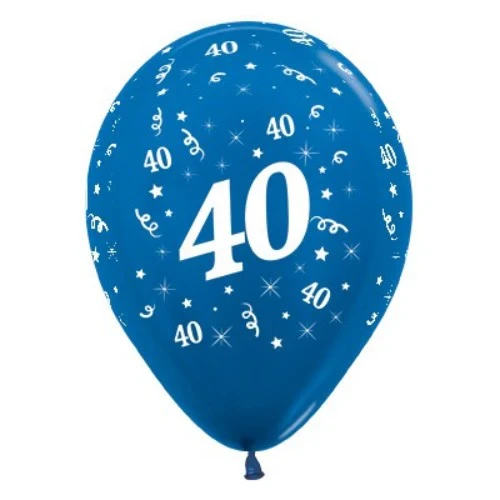 Balloons Age 40 Blue Metallic Pearl - Pack of 25