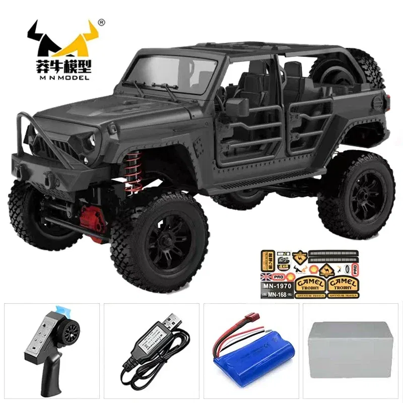 Color: DARK GRAY - MN MN82 1:12 Retro Rc Car With LED Lights Full-scale Simulation LC79 Professional 4WD Remote Control Pickup RC Truck Model Toys