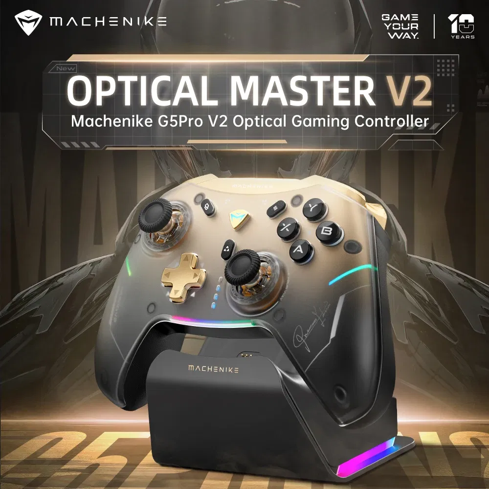 Color: Gold - MACHENIKE G5Pro V2 Ultimate Gaming Controller Optical Trigger ABXY Button Hot-Swappable Joystick 4K Resolution For Switch PC