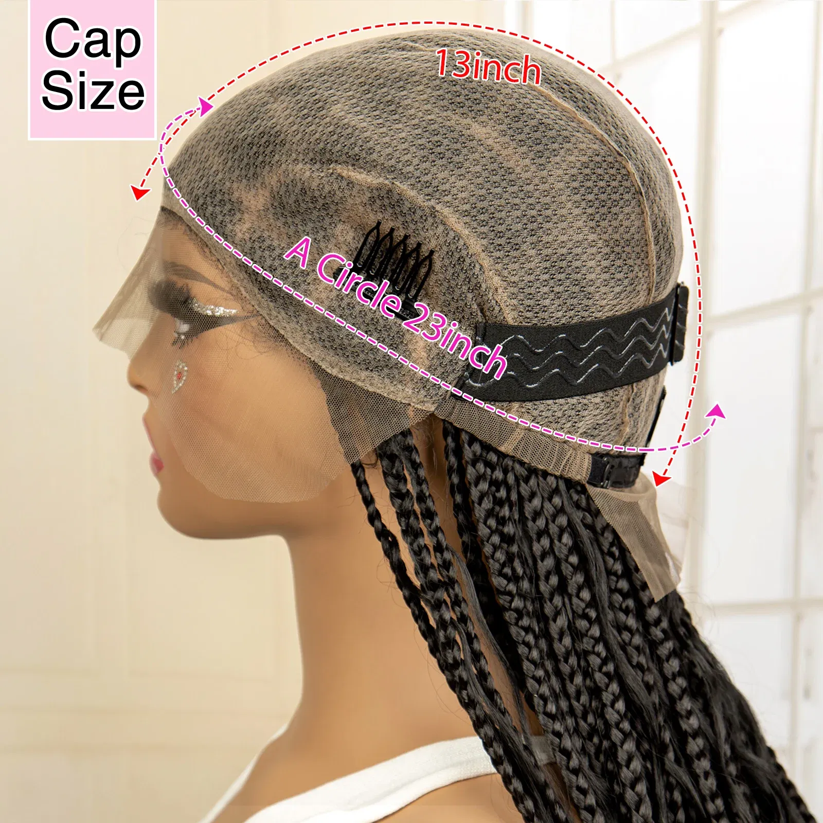 360?° HD Full Lace Synthetic Braided Wigs for Women Knotless Boho Braids Wig Box Braid Wig with Boho Curls Blended Braiding Wigs