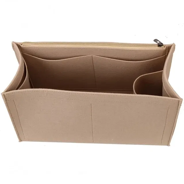 Color: Beige, Size: M - Felt Cloth Insert Bag Fits BOOK TOTE Makeup Handbag Organizer Travel Inner Purse Cosmetic Bag Mommy Bag Fit ONTHEGO Tote