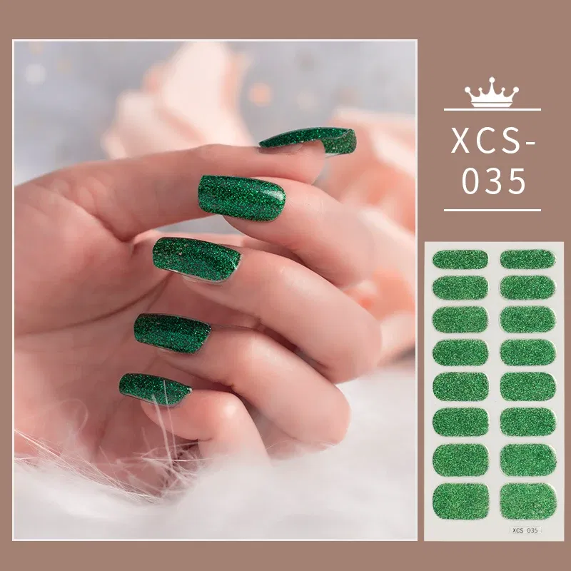 Color: Camel Color - Rose Red Shiny Twinkle Full Cover Nail Stickers Sticker For Nails Self Adhesive Nail Sticker Fashion Nail Stickers Beauty