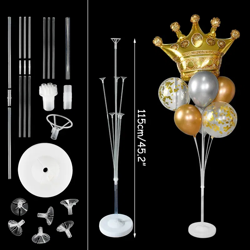 Color: DARK GRAY - 7Tubes Balloons Stand Balloon Holder Column Confetti Balloon Baby Shower Kids Birthday Party Wedding Decoration Supplies