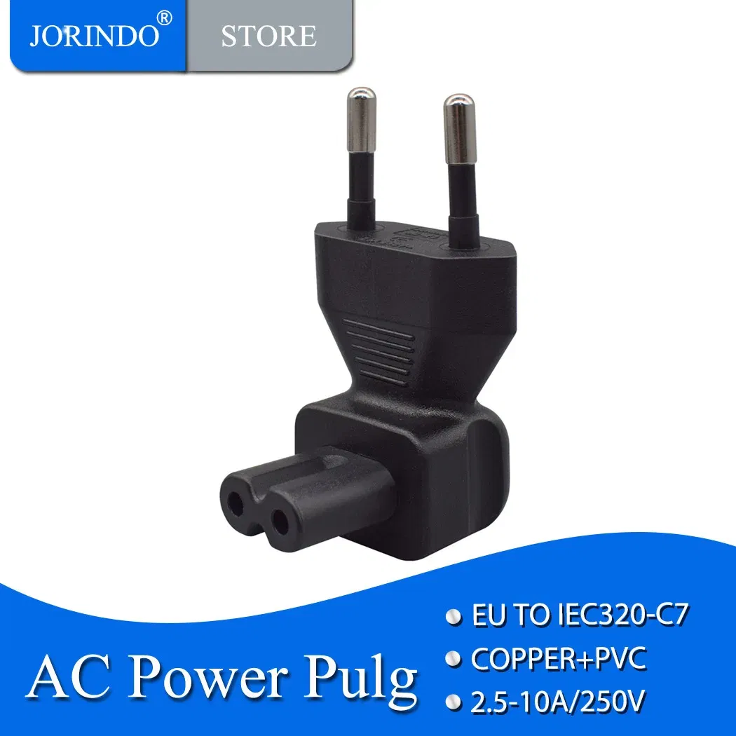 Color: Other, Standard: Other - JORINDO EU TO IEC320 C7 conversion plug, European 2 Pin Male plug to IEC 320 C7 RIght Angle AC adapter