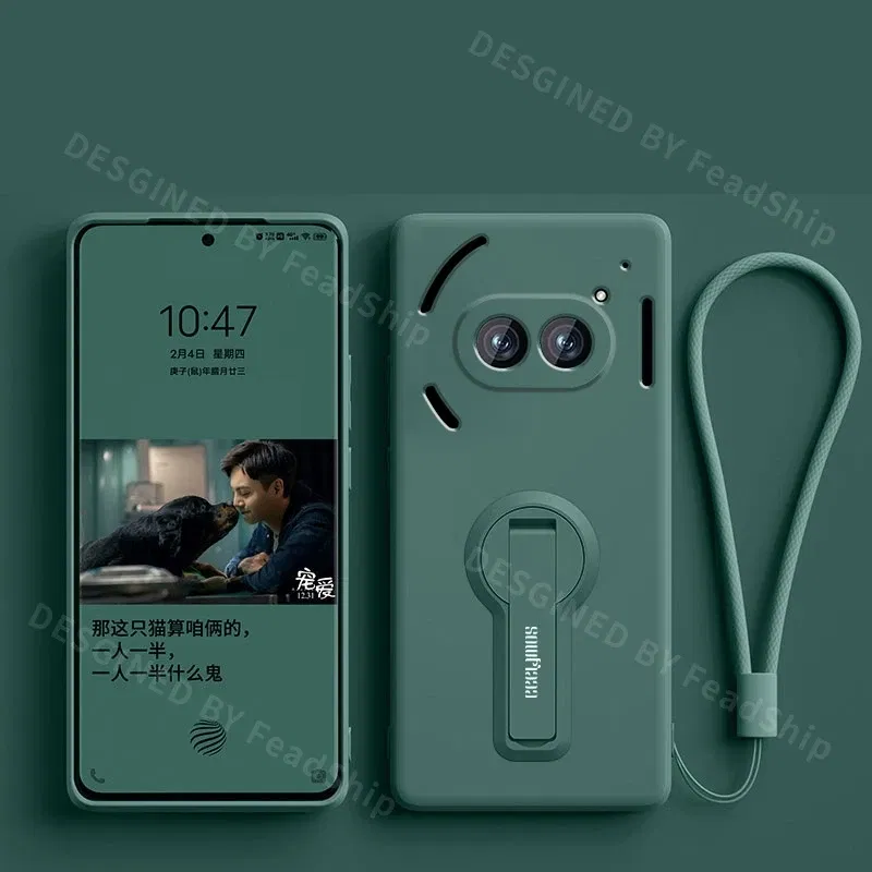 Color: Blue, Material: Aluminum - Liquid Silicone Case For Nothing Phone 2A Plus 3A Soft Cover Shockproof Protective Phone Case with Holder Screen Film