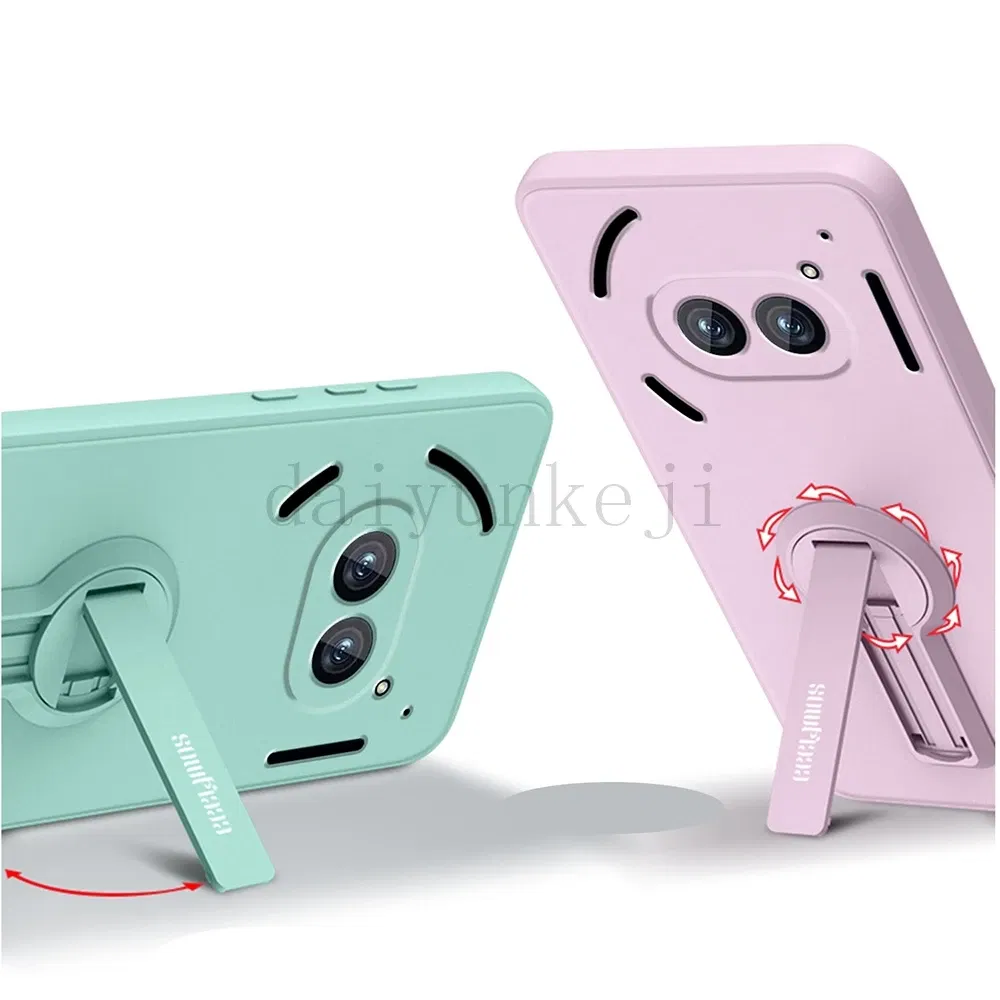 Color: Blue, Material: Aluminum - Liquid Silicone Case For Nothing Phone 2A Plus 3A Soft Cover Shockproof Protective Phone Case with Holder Screen Film