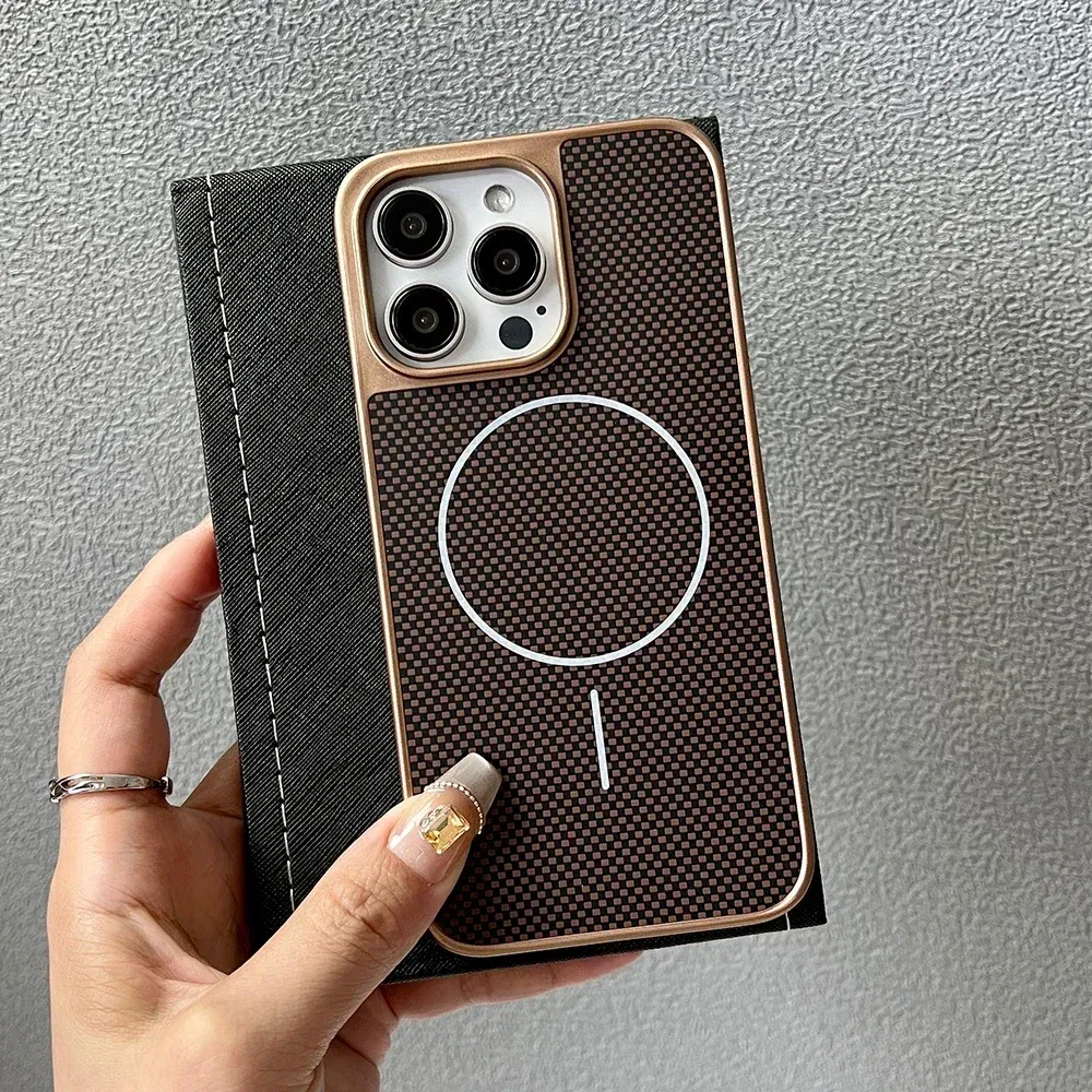 Color: Beige, Compatible-Phone Models: For iPhone 14 Pro Max - Carbon Fiber Textured Magnetic Phone Case For iPhone 16 Pro Max 15 14 13 12 Shockproof Soft Cover For Magsafe Wireless Charging